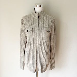 Tasso Elba M Knit Zip Up Wool Cardigan Sweater Size M